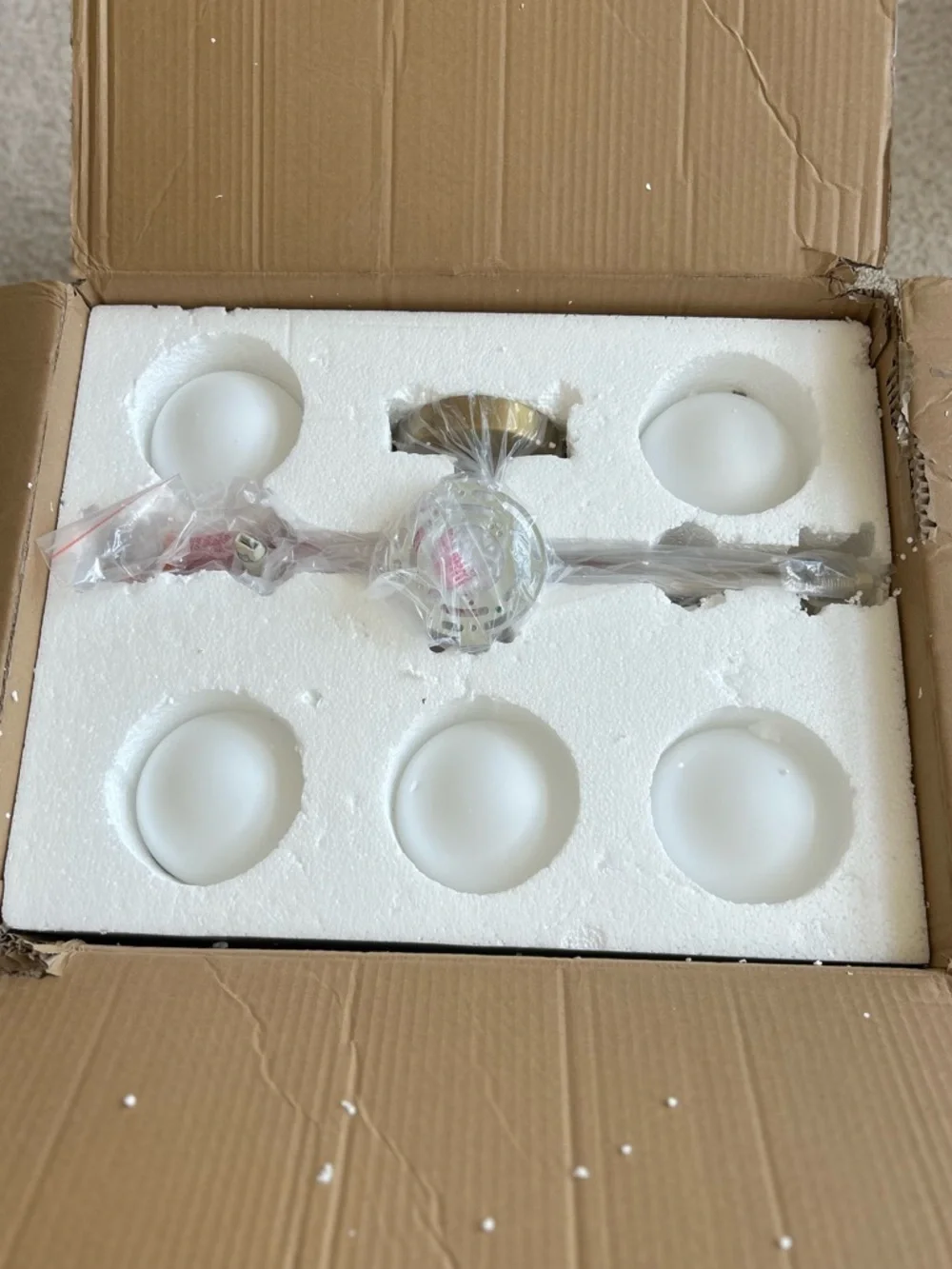 NIB Lucie 26.38 in. 5-Light Gold Modern Linear Semi-Flush Mount Ceiling Globe
